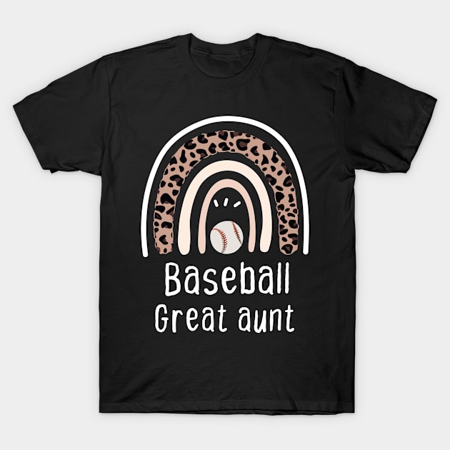 baseball Great aunt, baseball gift for Great aunt, Leopard Rainbow baseball gift T-Shirt by foxfieldgear